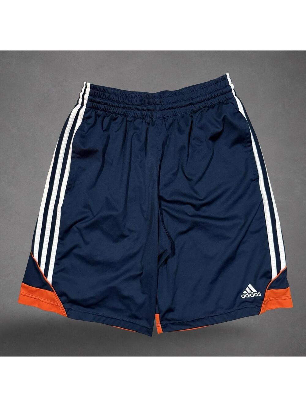 Adidas ClimaLite Basketball Shorts Navy Orange White Size Small